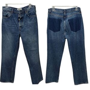 Reformation Cynthia High Rise Straight Jeans Distressed Colorado Shadow Size 30